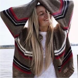 XIRENA Lander Brown Striped Alpaca Blend Cardigan Sweater M